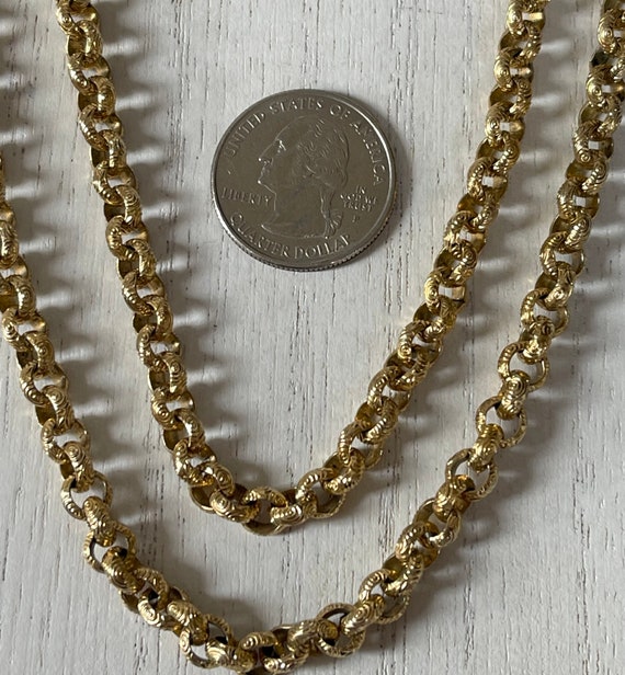 Monet Chain Link Necklace, Textured and Smooth, C… - image 4