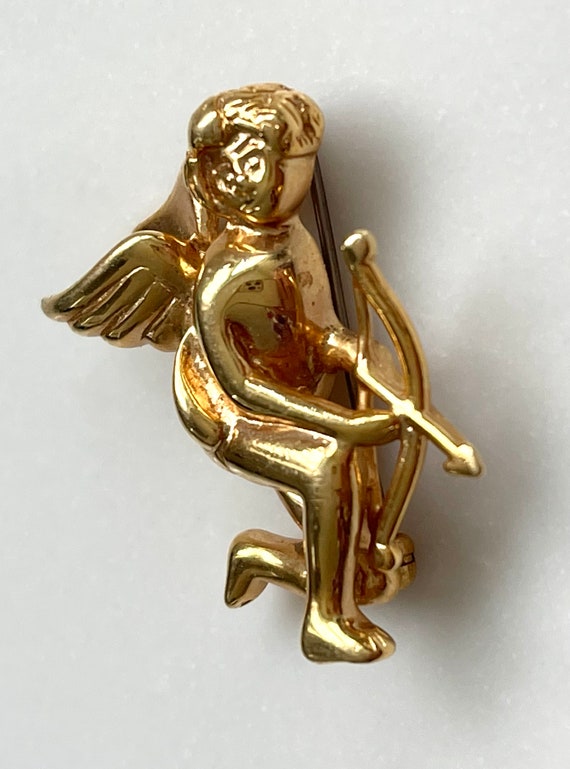 Krementz Cupid Brooch, Cupid Pin, Dart and Bow, V… - image 2