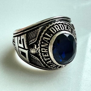 Fraternal Order of Eagles Ring, 50 Years, Sterling Sapphire FOE Ring ...