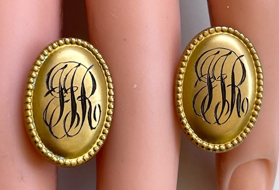 Antique Gold Filled Cuff Links, JJR Monogram, Sig… - image 2