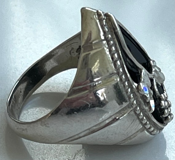 Carolyn Pollack Sterling Onyx Ring, Sterling Silv… - image 4