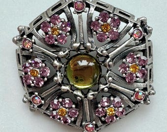 Broche Vintage Strass Années 70-80 - Jolie Pièce Occasion