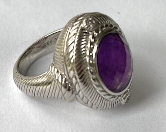 Judith Ripka Sterling CZ Ring, Bezel Set Purple CZ Stones, Size 6 Ring, Vintage Judith Ripka Jewelry