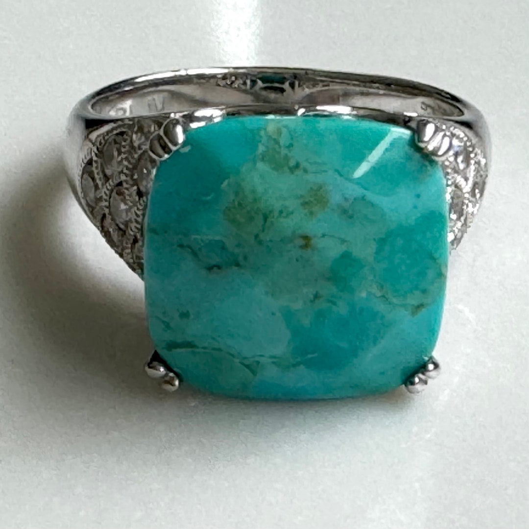 Tacori IV Sterling Turquoise CZ Ring, Gorgeous Turquoise