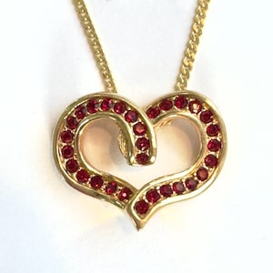 Swarovski Crystal Heart Pendant Necklace, Gorgeous Sparkling Red Crystal Heart,18 Inch Chain, Vintage Swarovski Jewelry, Valentines Day Gift