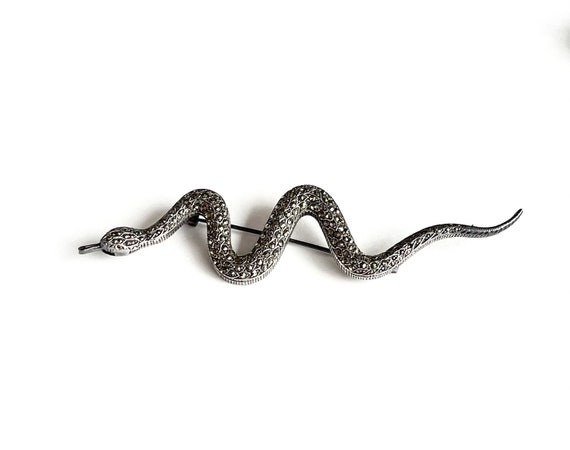 Vintage Art Deco Slithering Snake Brooch,Sterling