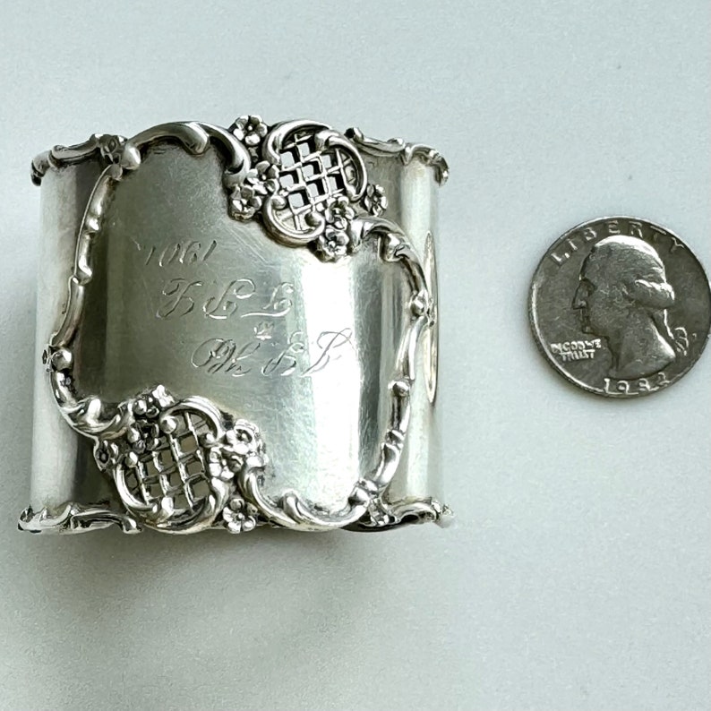 Antique Art Nouveau Sterling Silver Napkin Ring, Sterling Napkin Holder, Engraved 1901, Antique Napkin Rings, Antique Gift image 7