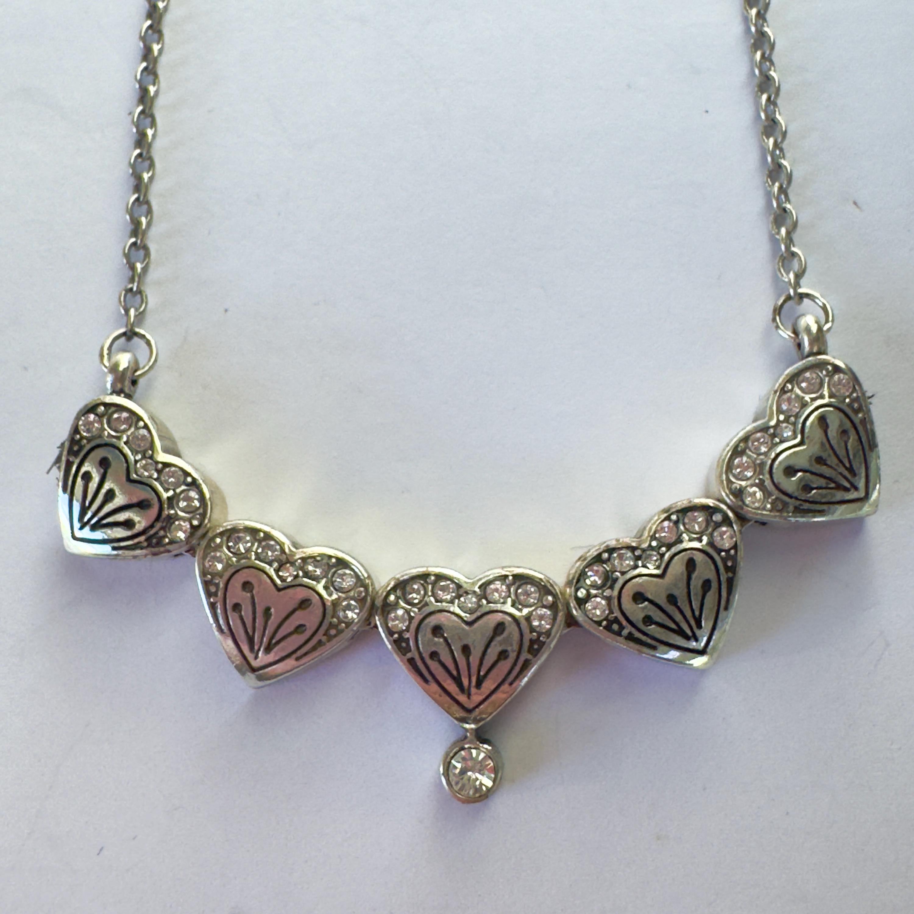 Brighton Heart Choker Necklace, Etched Hearts Rhinestone Accents