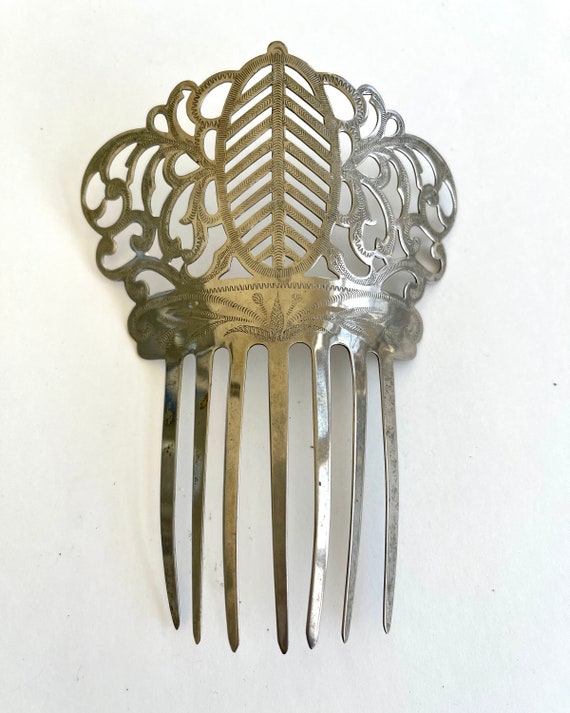 Handmade silver plated FLOWER filigree HAIR JEWELRY FORK PICK PIN new wedding