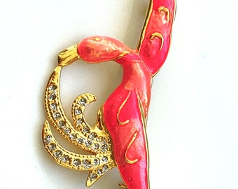 Vintage Rosa Flamingo Brosche, Strass Emaille Flamingo, Retro Stil, Rosa Barbiecore Stil Anstecknadel