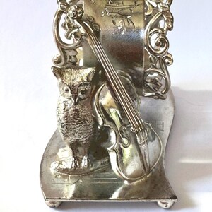 Antique Wilcox Napkin Ring, Silver Plate Figural, Owl and Violin, Owld ...