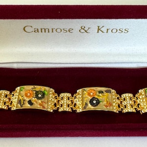 Camrose and Kross Jackie Kennedy Bracelet, JBK Spring Blossom Enamel Crystal Bracelet, With Extender, Original Box, Papers, Designer Signed