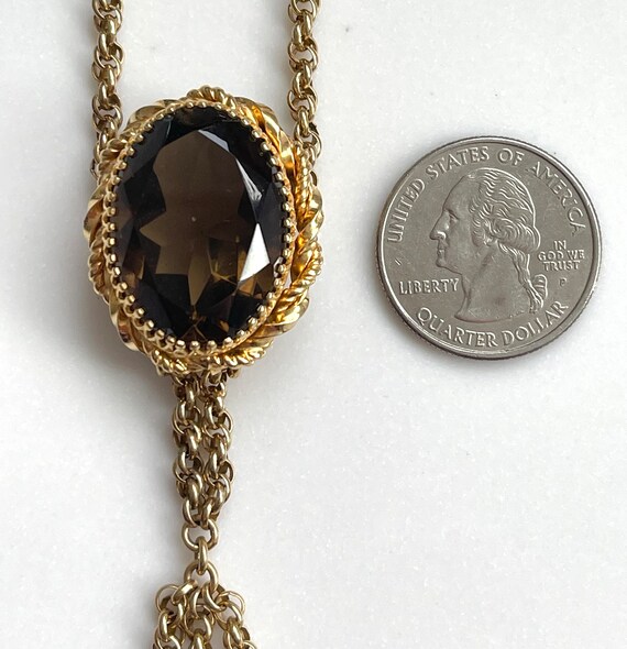 Ornate Gold Filled Tassel Necklace, Smoky Quartz … - image 5