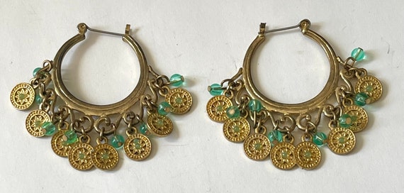 Boho Coin & Bead Chandelier Earrings, Boho Dangle… - image 2