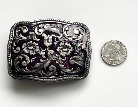 Vintage Art Nouveau Belt Buckle, Silver Art Nouve… - image 3