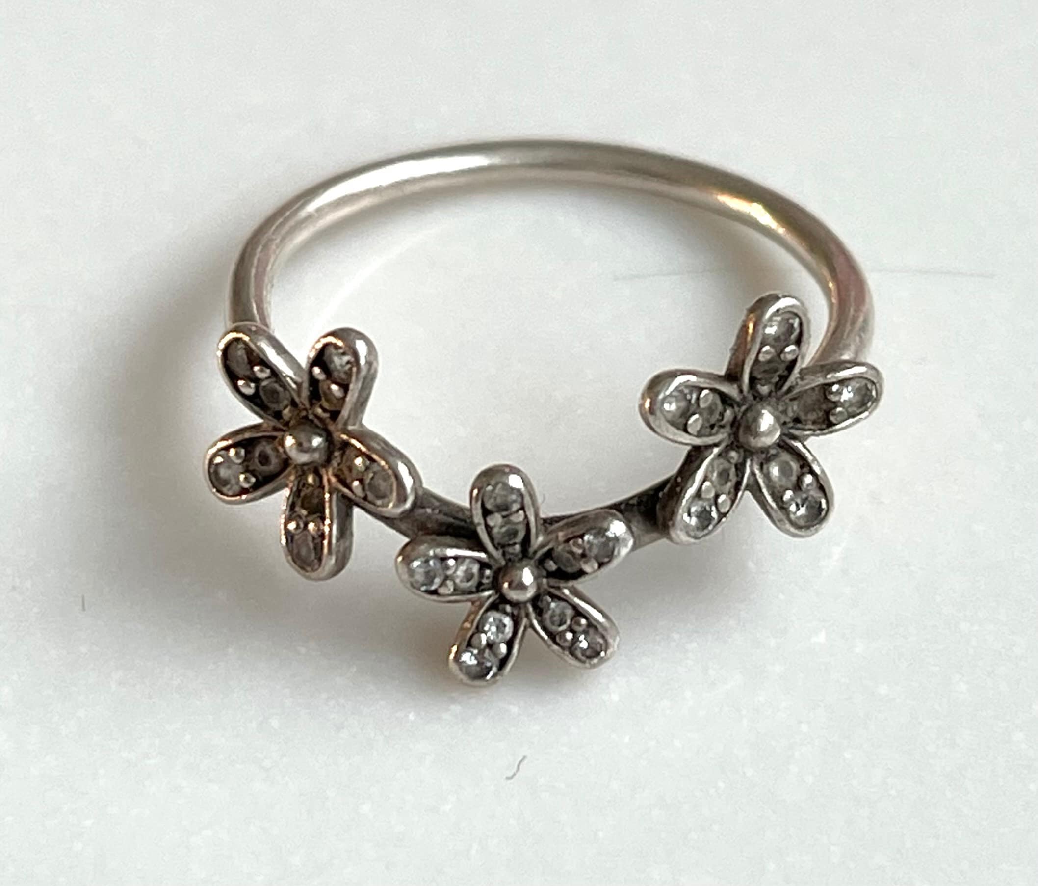 Pandora Sterling Dazzling Daisies Ring, Triple CZ Daisy Ring
