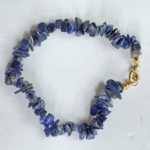 Vintage Lapis Lazuli Nugget Bracelet, Lapis Lazuli Chips, Gemstone Bracelet, Vintage Estate Jewelry