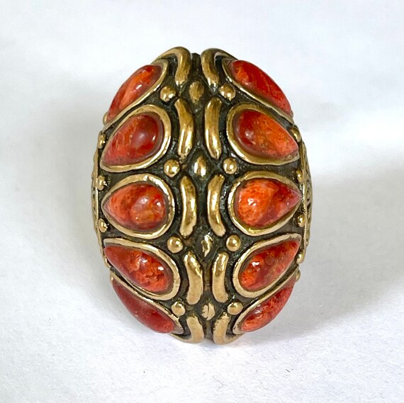 Barse Bronze Coral Ring, Large Statement Ring, Vi… - image 10