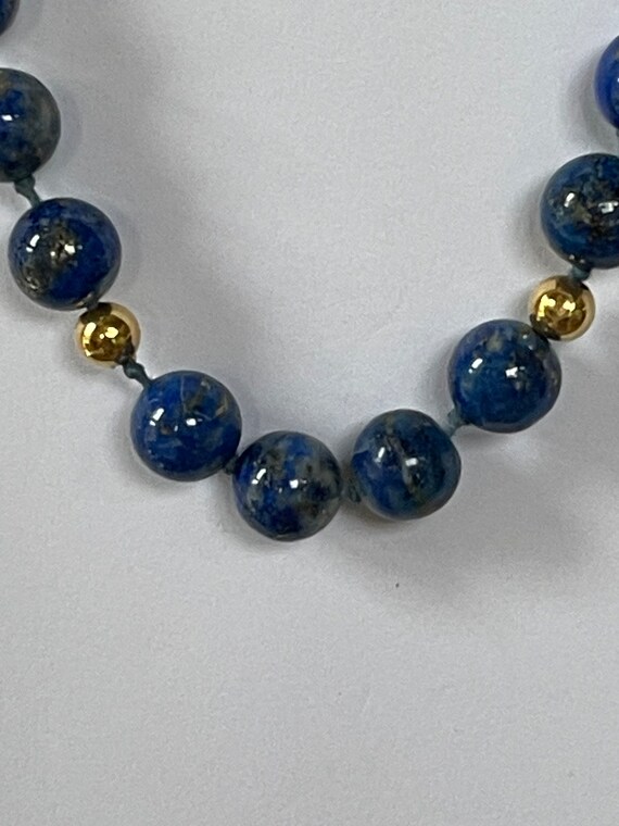 14K Lapis Necklace, Hand Knotted Lapis 14K Beads,… - image 2