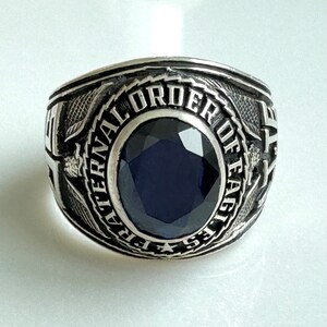 Fraternal Order of Eagles Ring, 50 Years, Sterling Sapphire FOE Ring ...