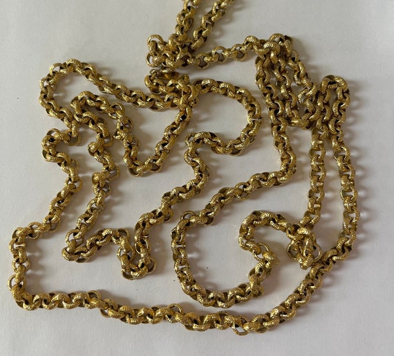 Monet Chain Link Necklace, Textured and Smooth, C… - image 6