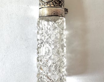 Antique Sterling Perfume Bottle, Simons Bros Cut Glass Miniature Perfume, Vanity Collectibles