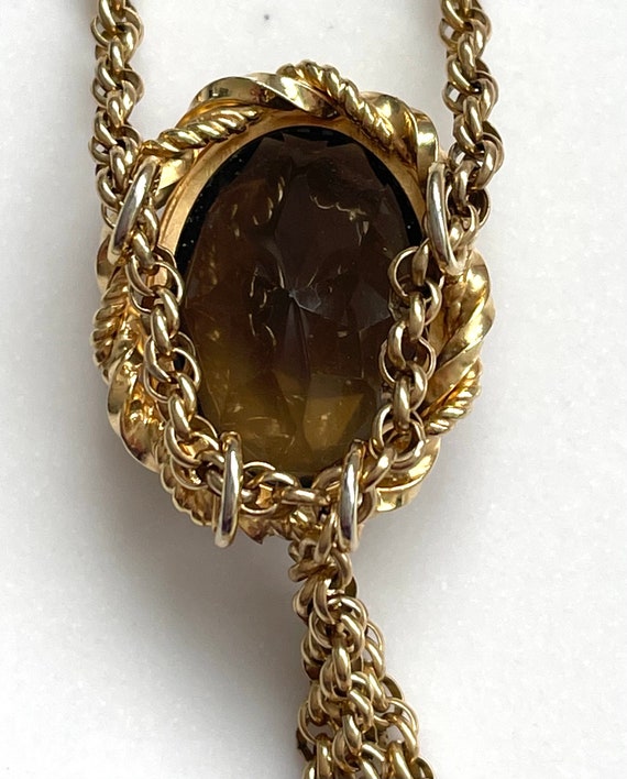 Ornate Gold Filled Tassel Necklace, Smoky Quartz … - image 2