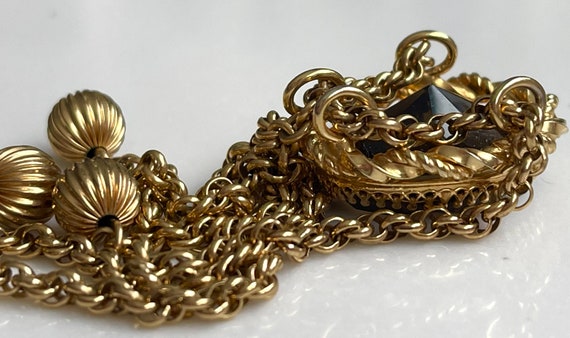 Ornate Gold Filled Tassel Necklace, Smoky Quartz … - image 7