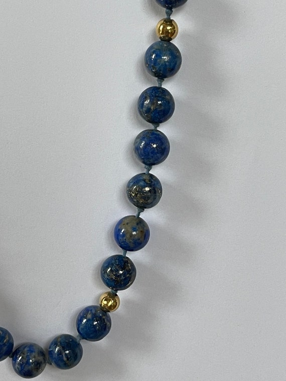 14K Lapis Necklace, Hand Knotted Lapis 14K Beads,… - image 3