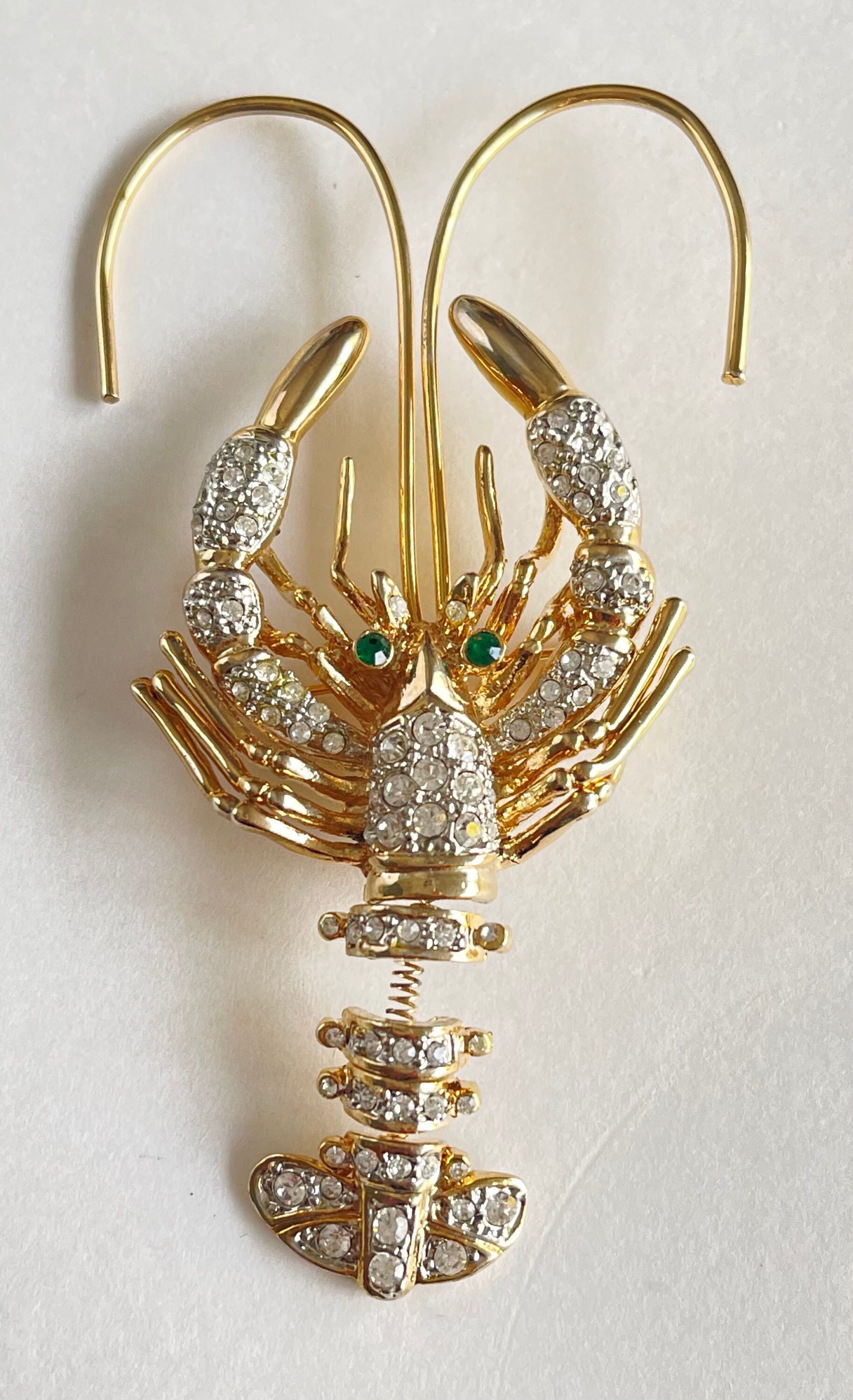 Rhinestone Lobster Trembler Brooch Vintage Lobster Pin Maine Etsy