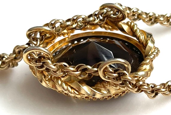 Ornate Gold Filled Tassel Necklace, Smoky Quartz … - image 8