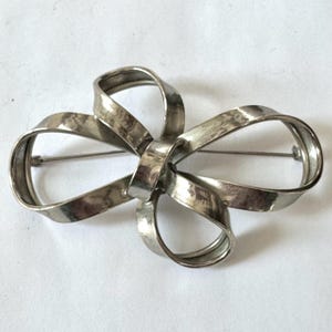 Vintage Bow Brooch, Large Silver Plate Bow Pin, Large and Dramatic Bow Pin, Mothers Day Gift