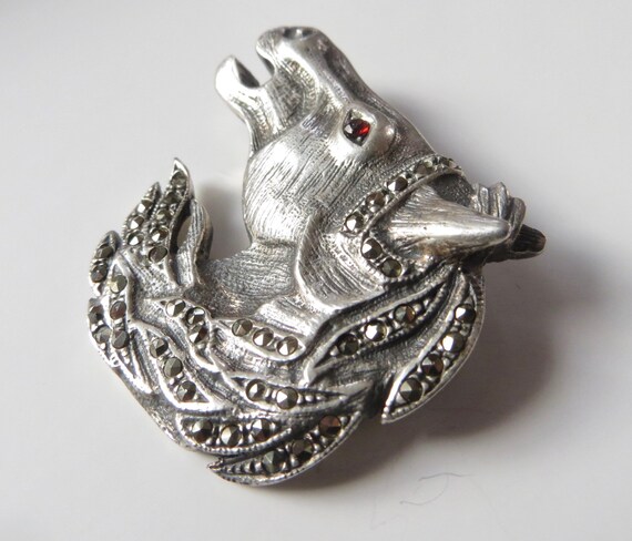 Sterling Equestrian Horse Brooch,  Marcasite Hors… - image 6