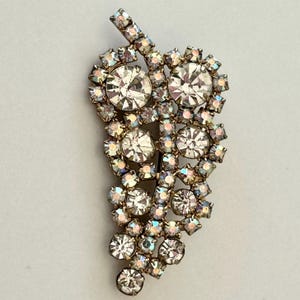 Vintage Ovale Anstecknadel, klare AB Strasssteine, D & E, Bohemian Schmuck, Mid Century Schmuck, Hochzeitsbrosche