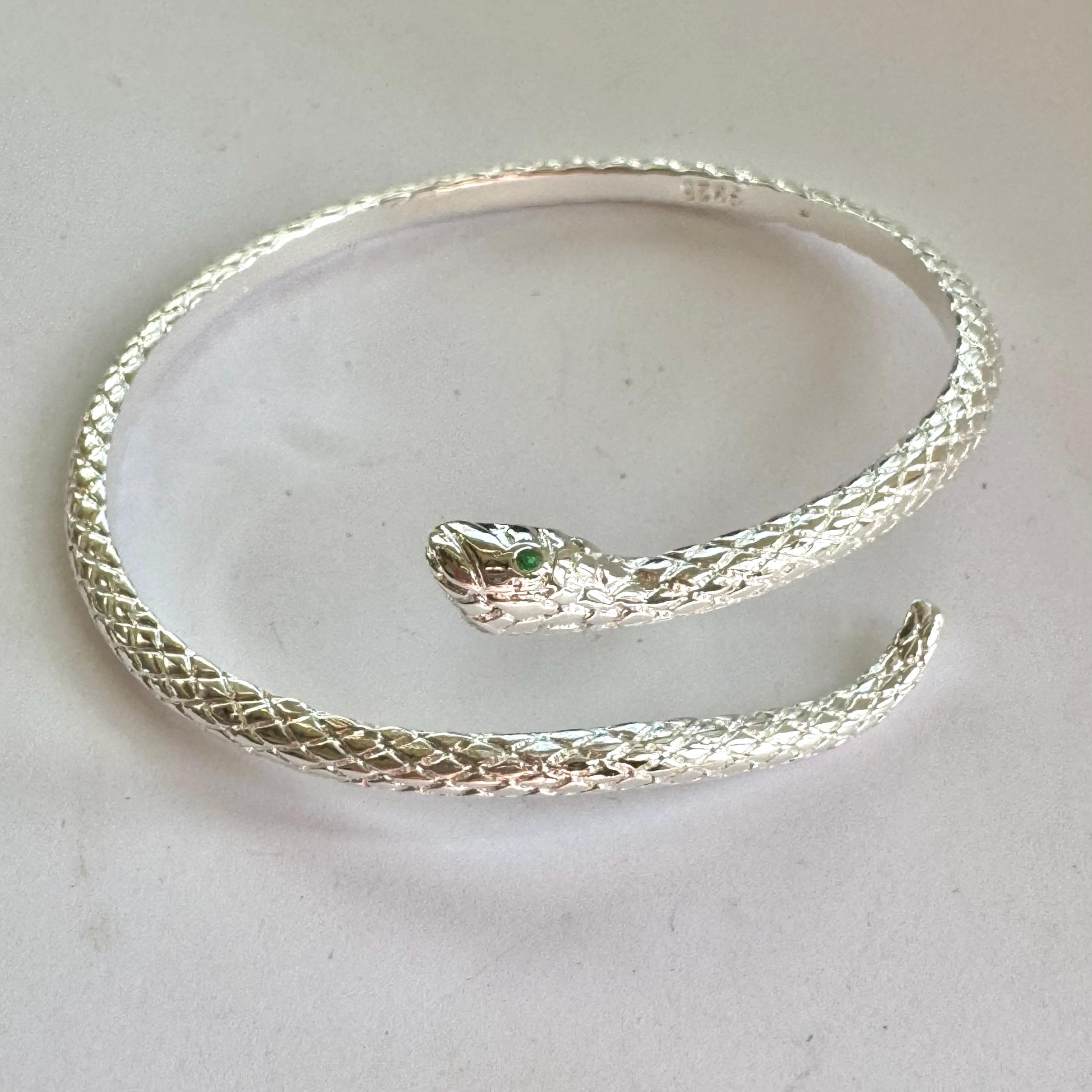 Bracciali a serpente regolabile braccialetto a serpente aperto braccialetto rigido argento serpente avvolgente bypass braccialetto argento oro braccialetti per le donne, [ADJUSTABLE], Argento, Pietra