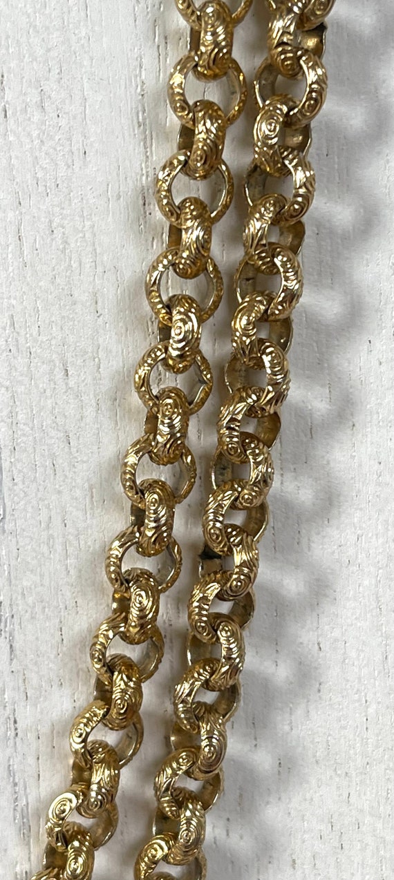 Monet Chain Link Necklace, Textured and Smooth, C… - image 3