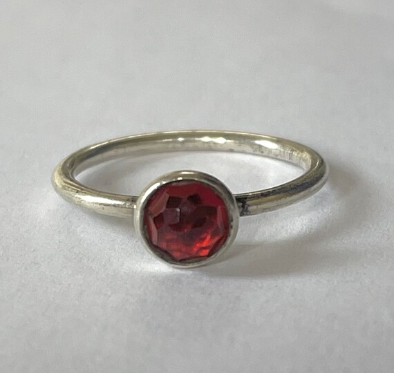 Pandora Sterling Garnet Solitaire Ring, Vintage S… - image 8
