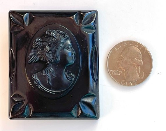 Carved Bakelite Cameo Brooch, Vintage Chocolate B… - image 10