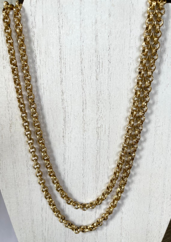 Monet Chain Link Necklace, Textured and Smooth, C… - image 10