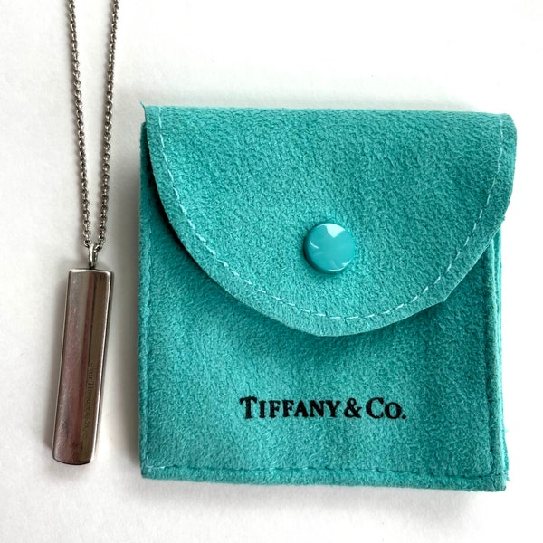 Tiffany 1837 Bar Pendant Necklace,  Tiffany & Co, 18 Inch Necklace, Tiffany Pouch, Authentic Sterling Tiffany Jewelry, Mothers Day Gift