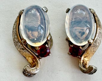 Vintage Crown Trifari Jelly Belly Earrings, Clip On, Alfred Philippe, 1940s Jewelry