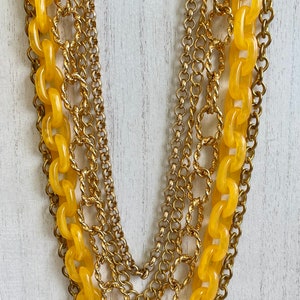 Kenneth Lane Necklace, Gold Multi Chain Necklace, Faux Bakelite Links, 22 Inch Necklace, Vintage Kenneth J Lane, Vintage Gift for Her