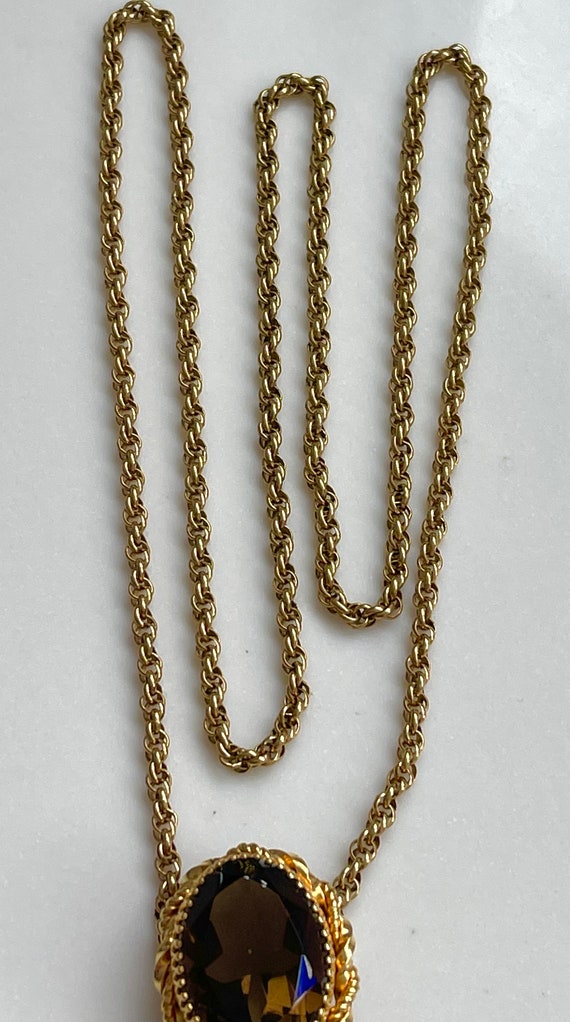 Ornate Gold Filled Tassel Necklace, Smoky Quartz … - image 6