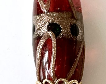 Vintage Murano Hat Pin, Lampwork Stick Pin,  Wedding Cake Hat Pin, Red Venetian Glass Pin