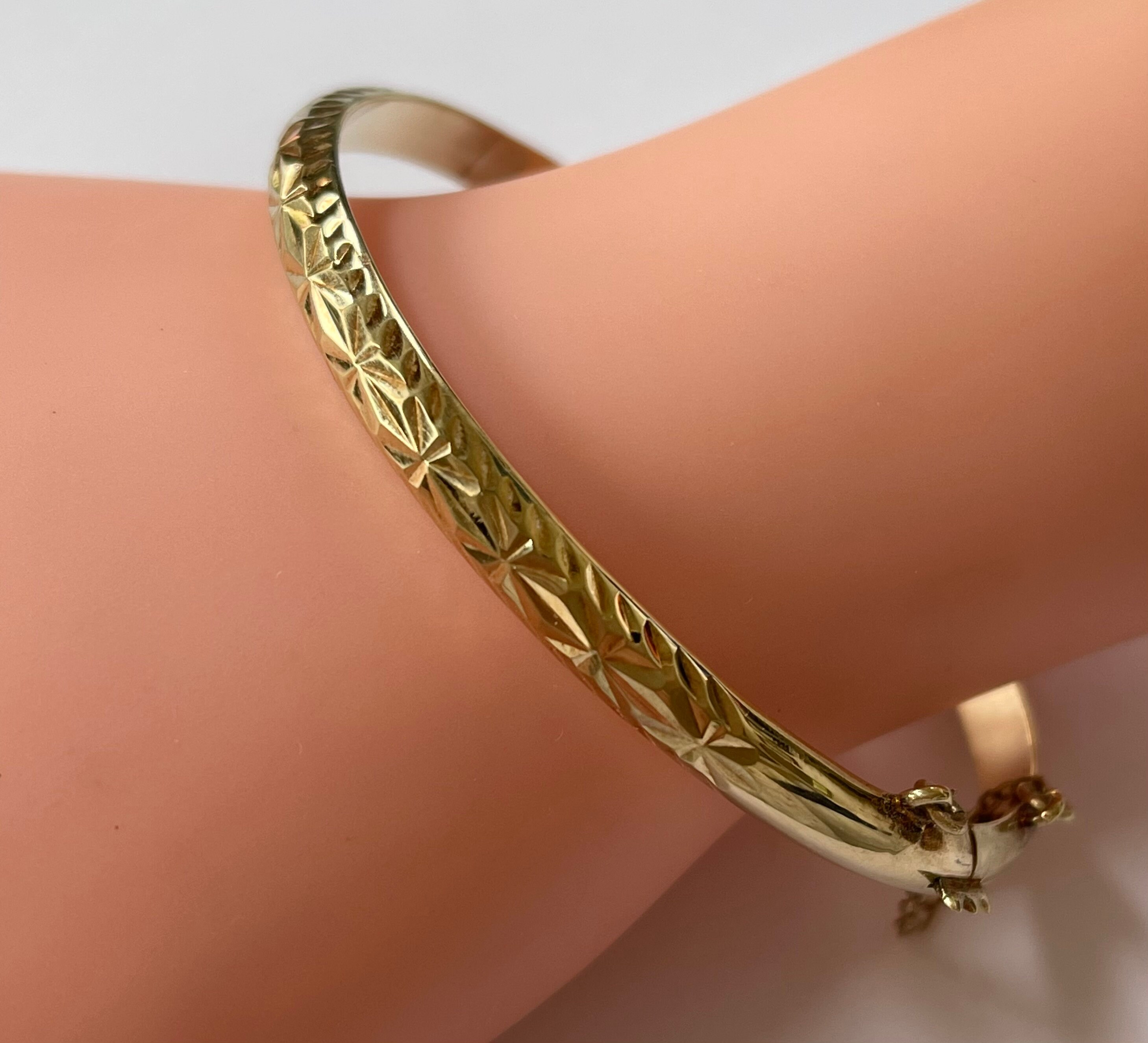 Sterling Bangle Bracelet Vintage Gold Washed Bangle Vermeil Etsy