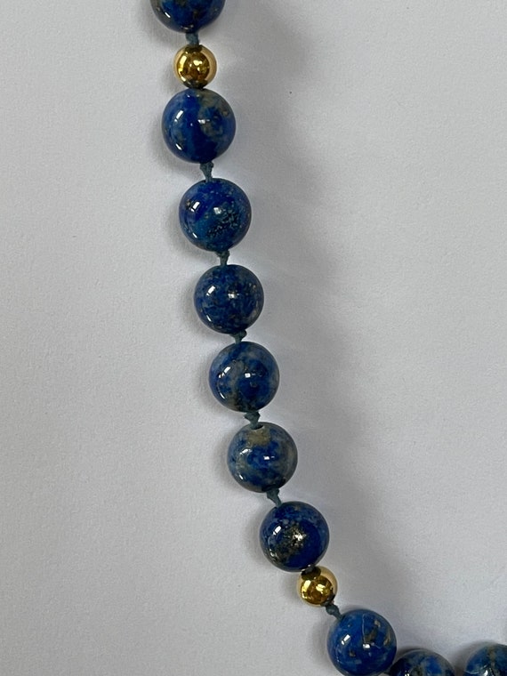 14K Lapis Necklace, Hand Knotted Lapis 14K Beads,… - image 4