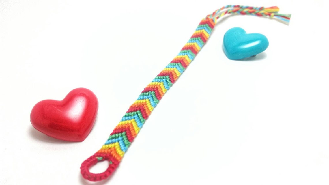 Rainbow Friendship Bracelet Macrame Bracelet Chevro Woven Etsy