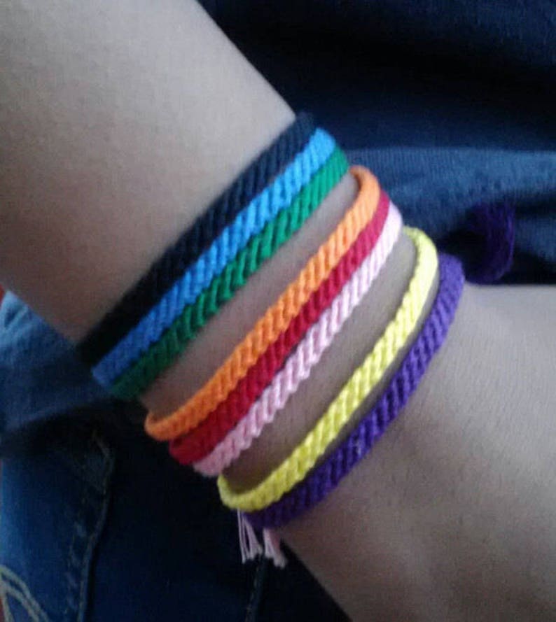 friendship gift best friend gift string friendship stackable bracelet set Set of 3 solid color friendship bracelets gift for her
