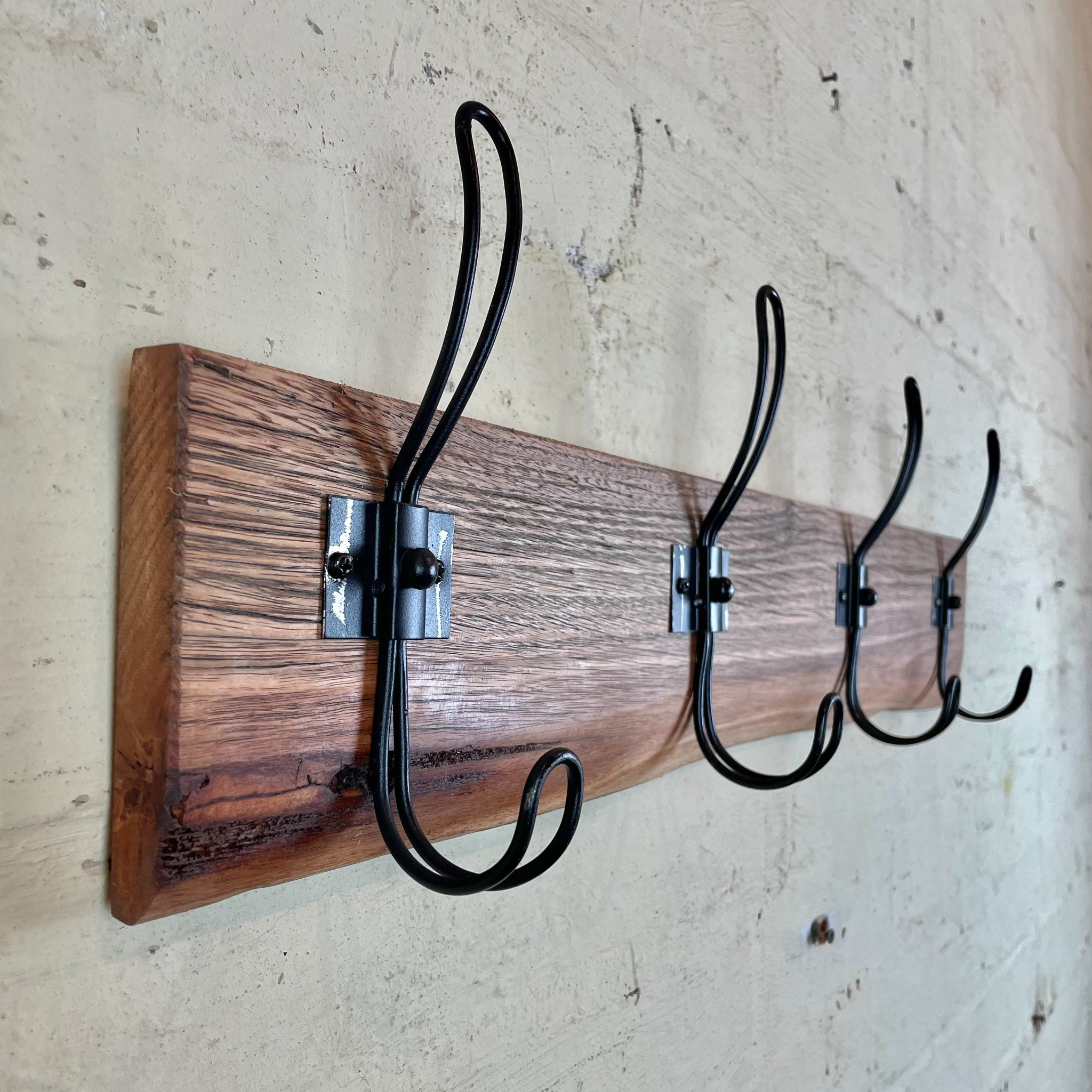 Oiled Driftwood Coat Rack With 3, 4 or 5 Hooks Made From Recycled Victorian  Ash Timber. 8 Hook Colours Available. Australian Made. -  UK