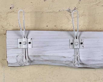 White Wash Driftwood Coat Rack with 3, 4 or 5 hooks made from recycled Victorian Ash timber. Available in 8 hook colours. Australia made.